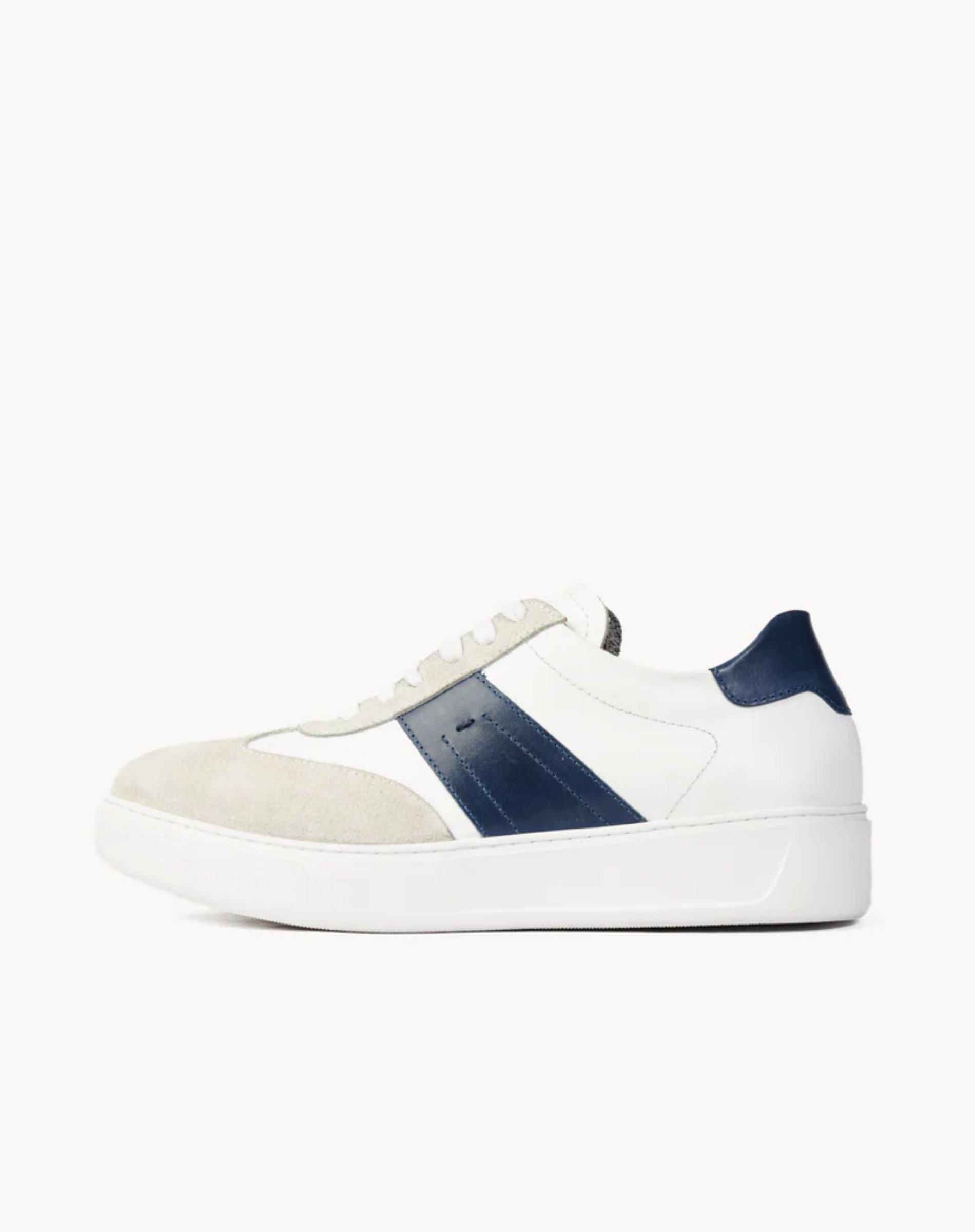 Men's Leather Panel Lace Up Sneakers Casual Platform Shoes