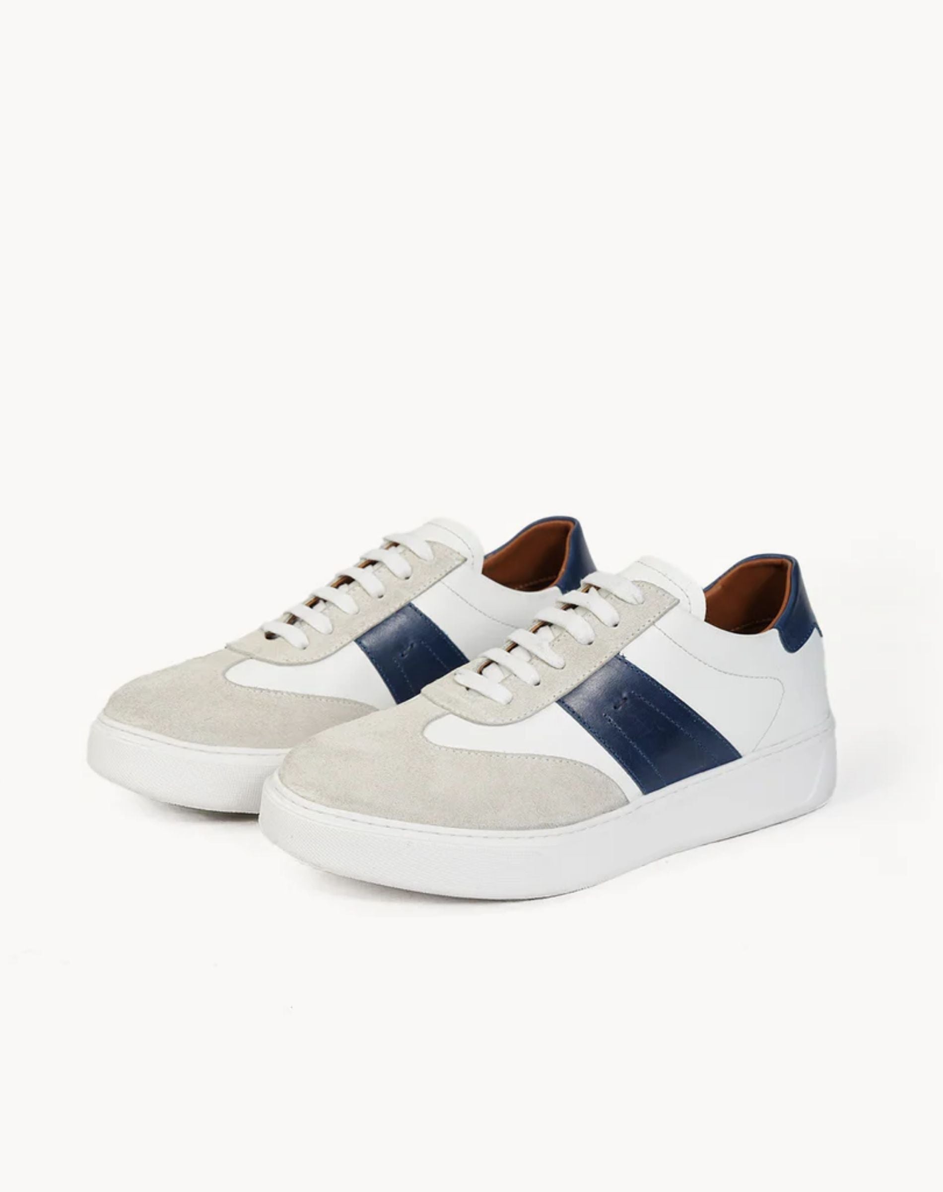 Men's Leather Panel Lace Up Sneakers Casual Platform Shoes