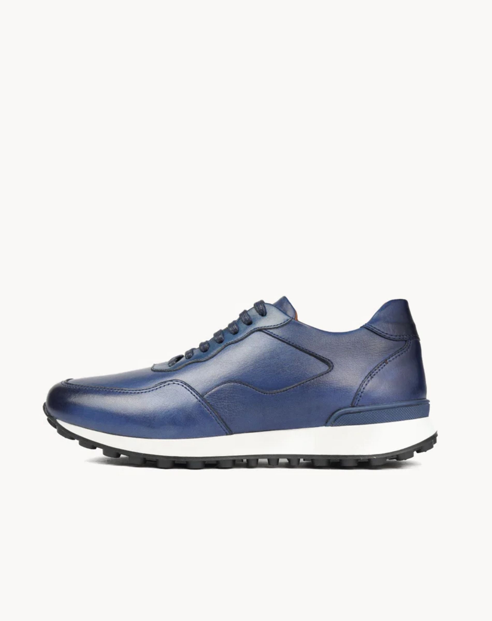 Men's Leather Lace Up Casual Runner Shoes
