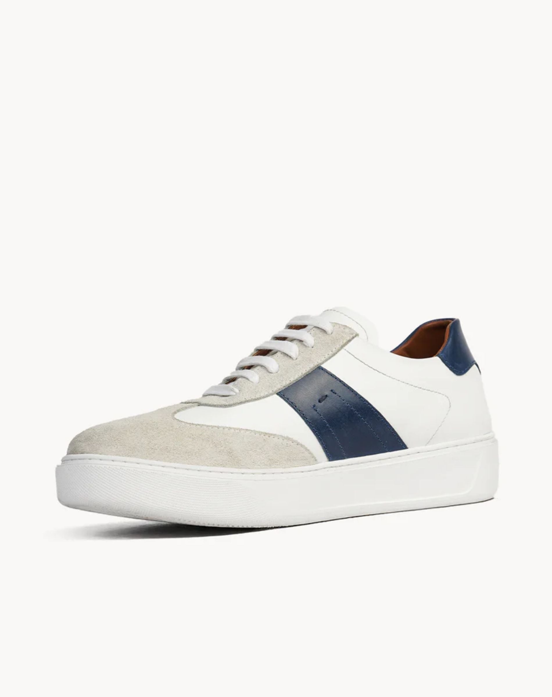 Men's Leather Panel Lace Up Sneakers Casual Platform Shoes