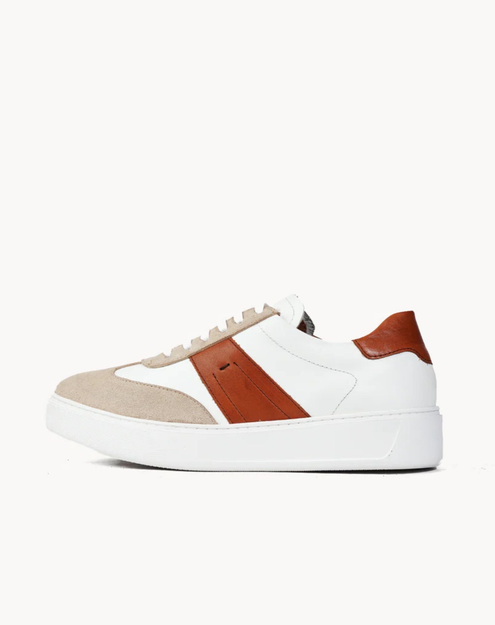Men's Leather Panel Lace Up Sneakers Casual Platform Shoes